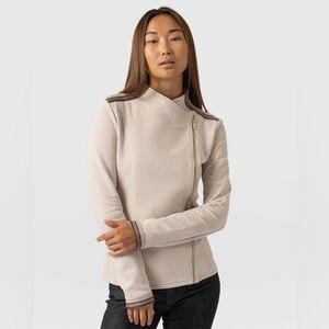 Saint + Sophia NWOT Cotton Biker Jacket - Light Beige - Gold Lurex Stripe